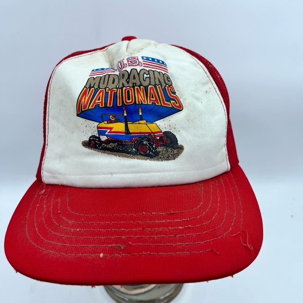 Vintage U.S. Mud Racing Nationals -BASEBALL TRUCKER Hat Cap -Red